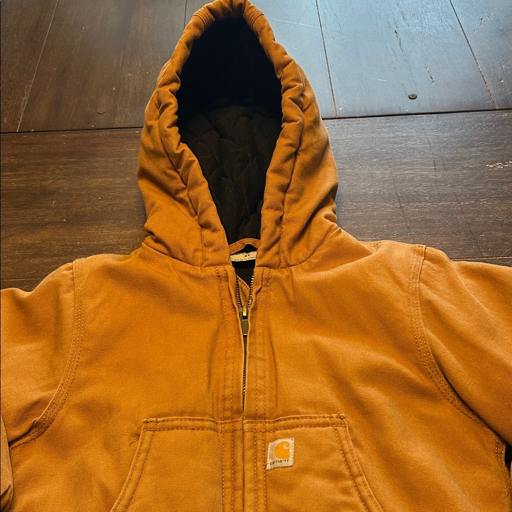 Carhartt Brown Canvas Insulated Hooded Jacket - Picture 2 of 7